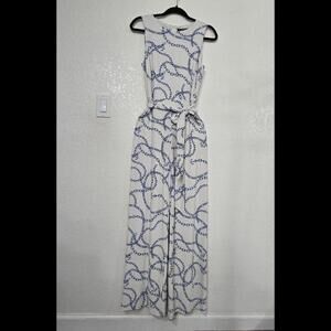 Lauren Ralph Lauren Women's White/Blue Chain Patent Jumpsuit Size 4